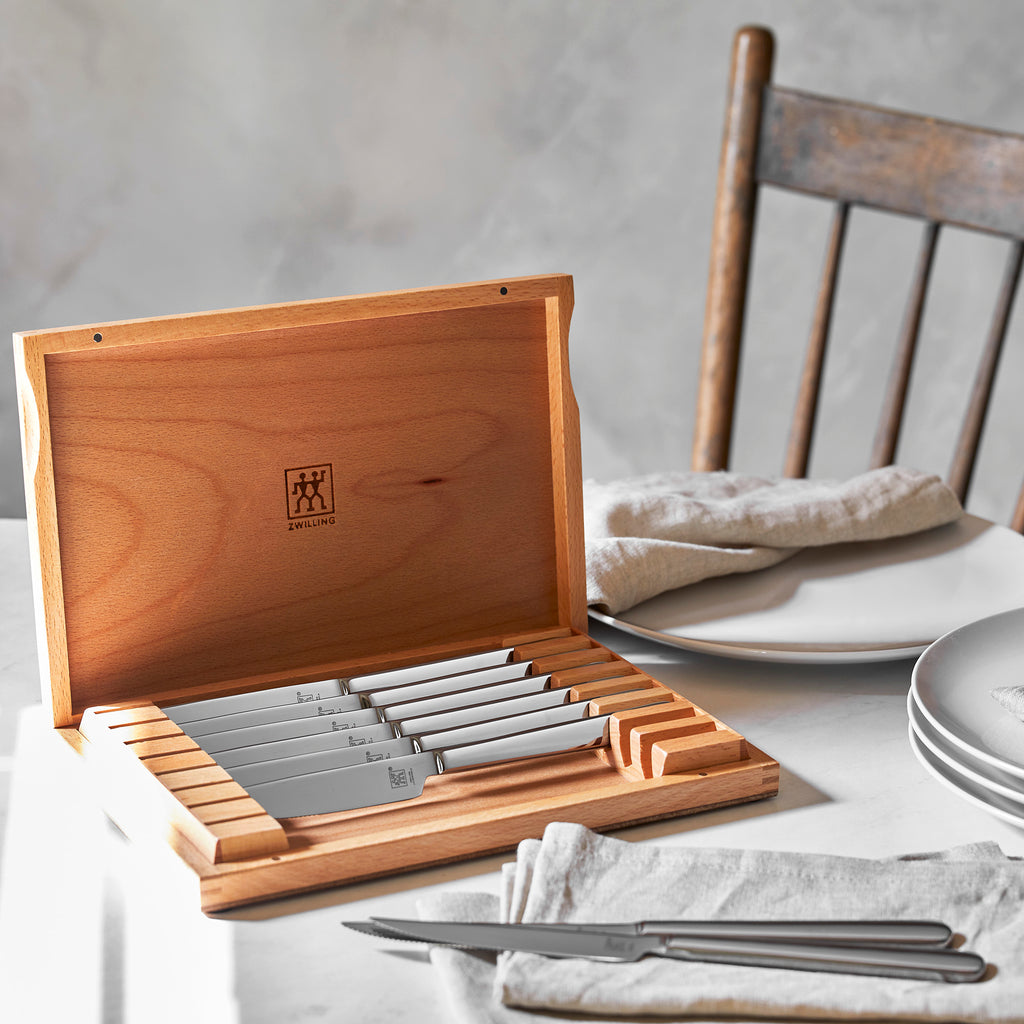 8-Piece Stainless Steel Steak Knife Set With Wood Presentation Case Steak Sets