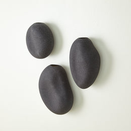 Set of 3, Pebble Wall Vases : Set of 3, Pebble Wall Vases (Black)