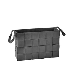 Soft Woven Leather Basket : Soft Woven Leather Basket (Small / Black)