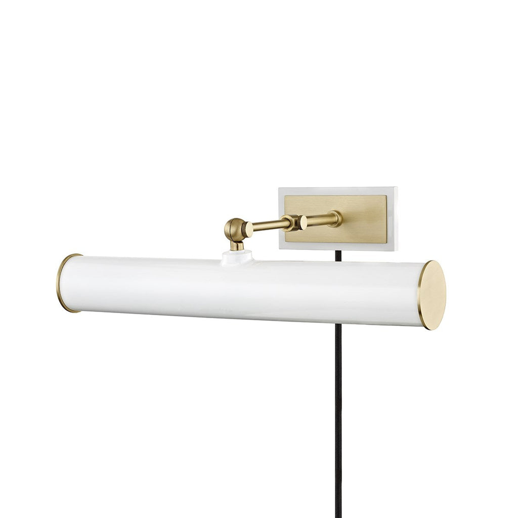 Holly Picture Light 16" - Aged Brass/White