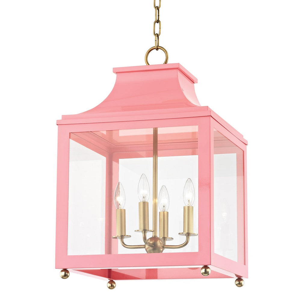 Leigh Pendant 25" - Aged Brass/Pink