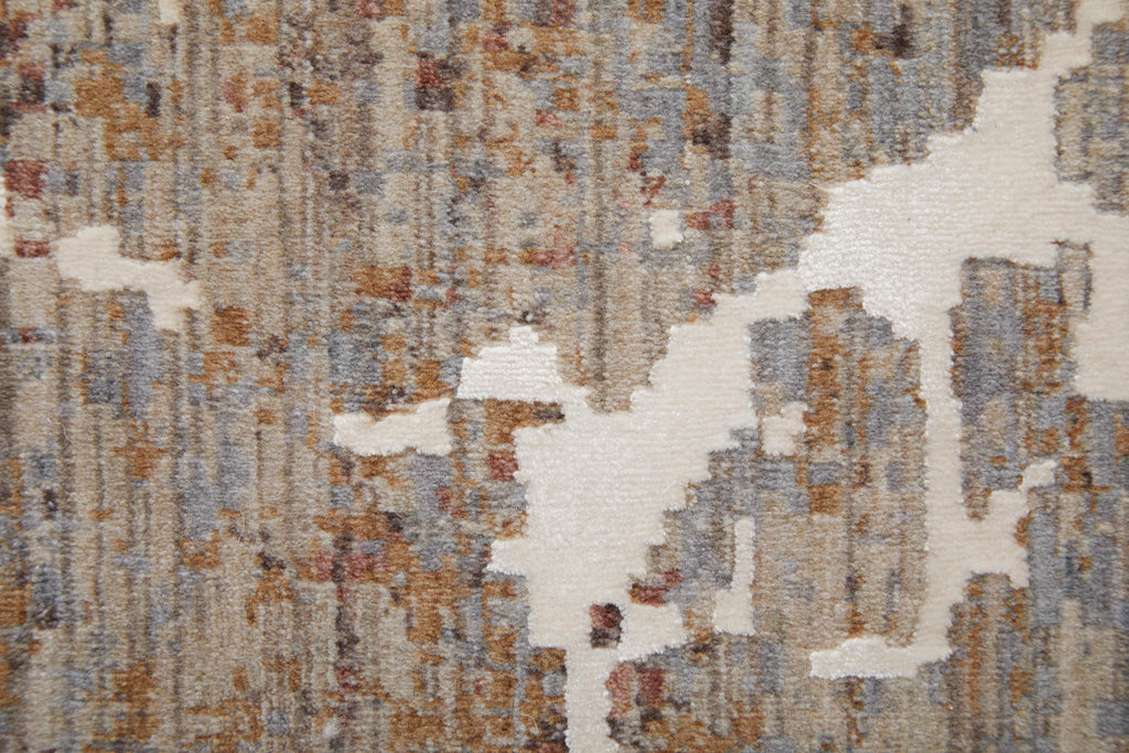 Pryor Modern Abstract Taupe Brown White Area Rug (12' x 15')