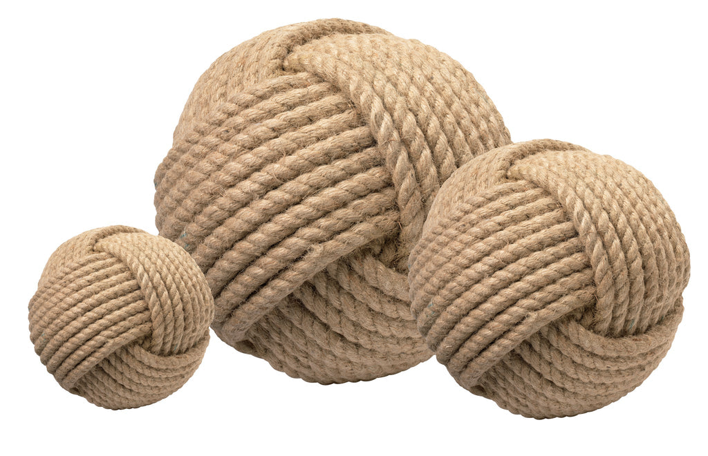 Jute Balls, Set of 3-Brown