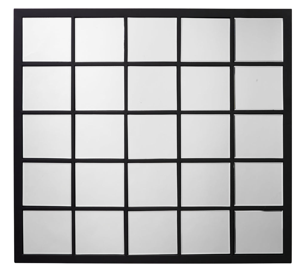 Rectangular Black Metal Grid Mirror-Matte Black