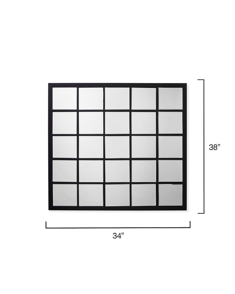 Rectangular Black Metal Grid Mirror-Matte Black