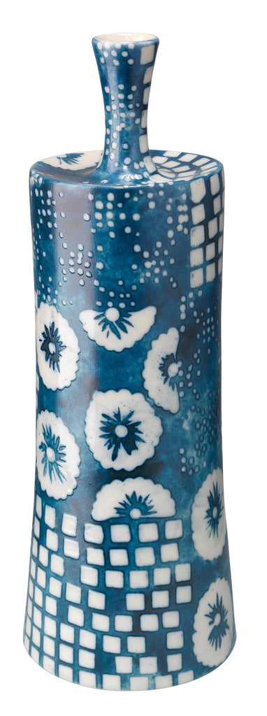 Block Print Vases, Set of 4-Blue