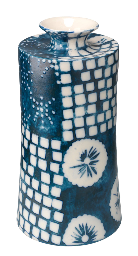 Block Print Vases, Set of 4-Blue