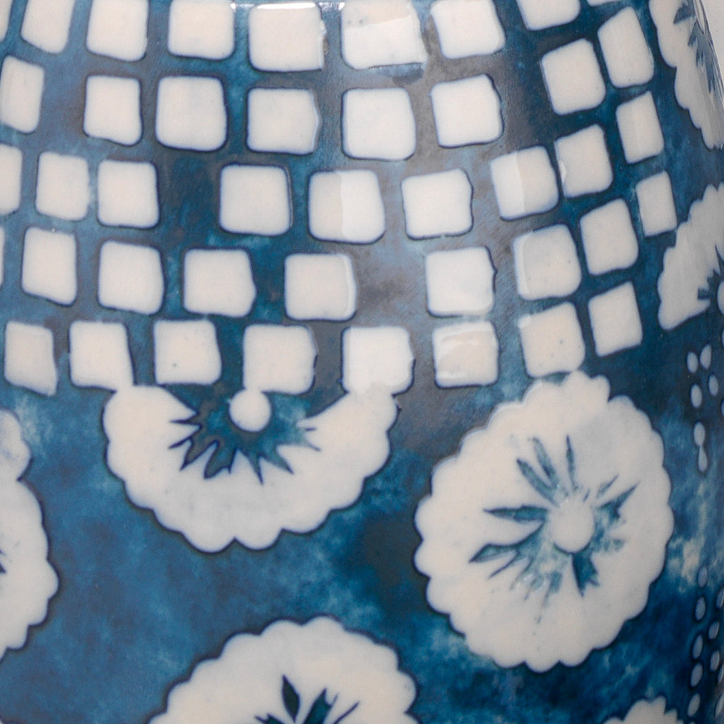 Block Print Vases, Set of 4-Blue