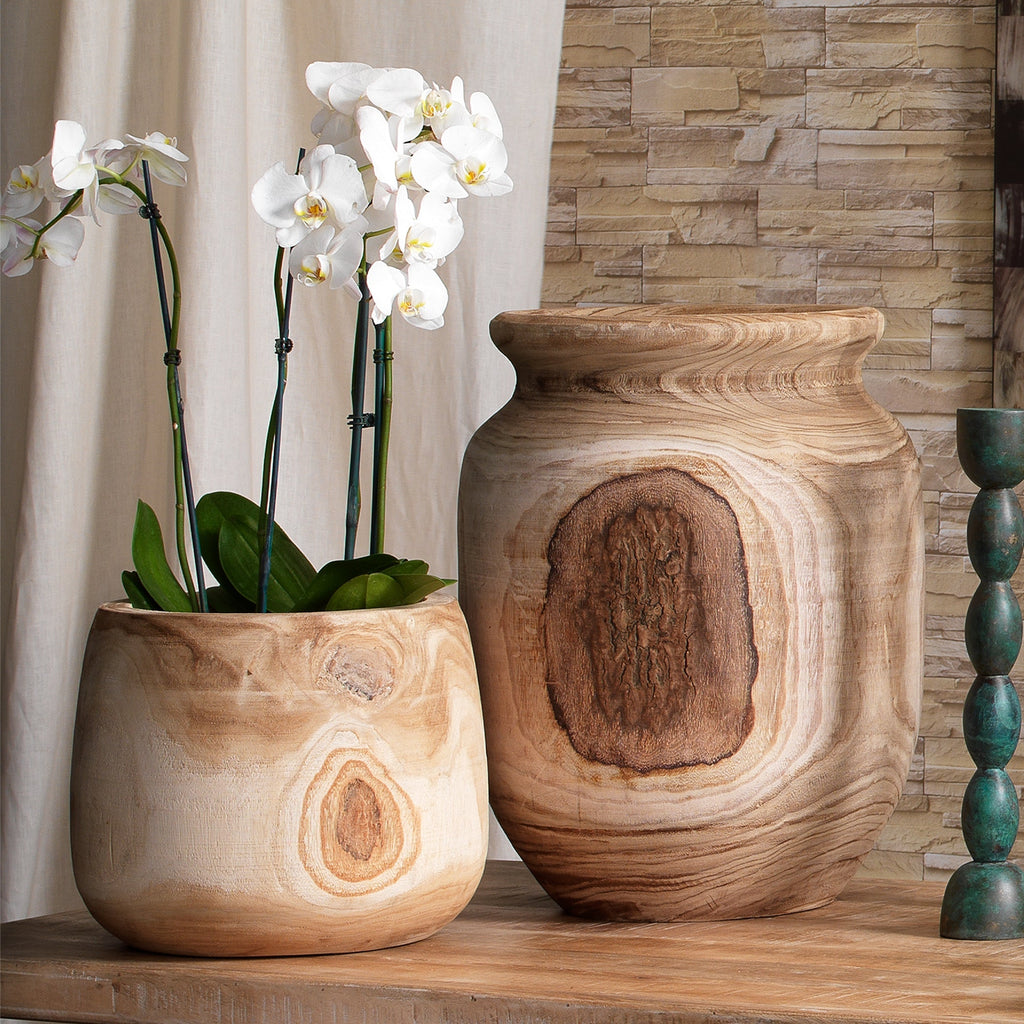 Brea Wooden Vase-Brown