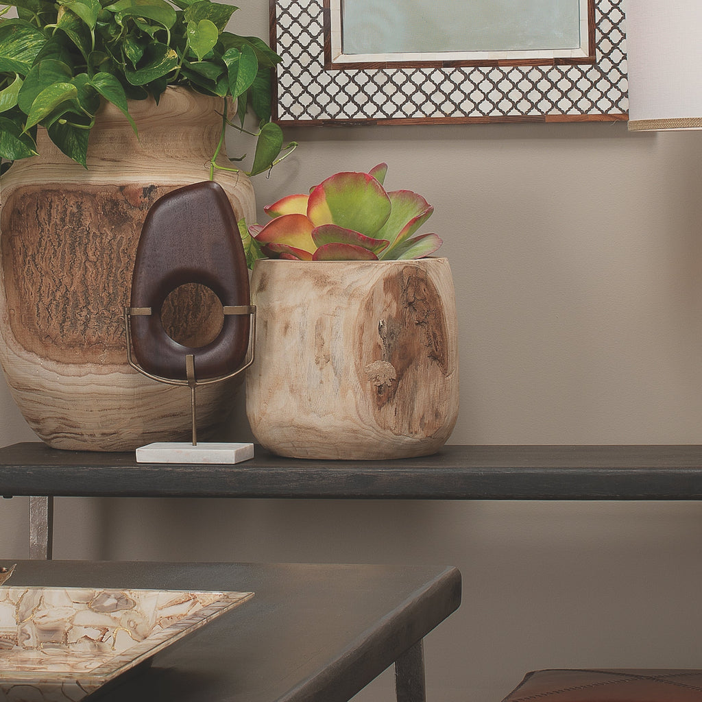 Brea Wooden Vase-Brown