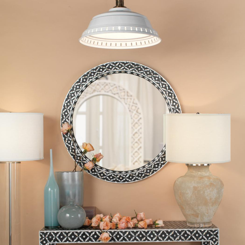 Evelyn Round Mirror-Black