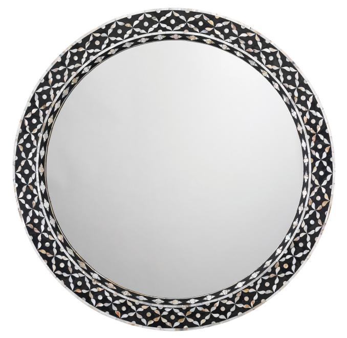 Evelyn Round Mirror-Black