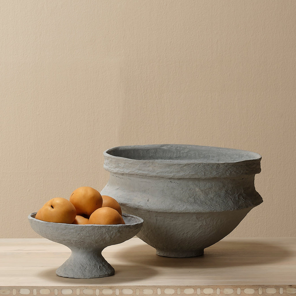 Garden Cotton Mache Pedestal Decorative Bowl