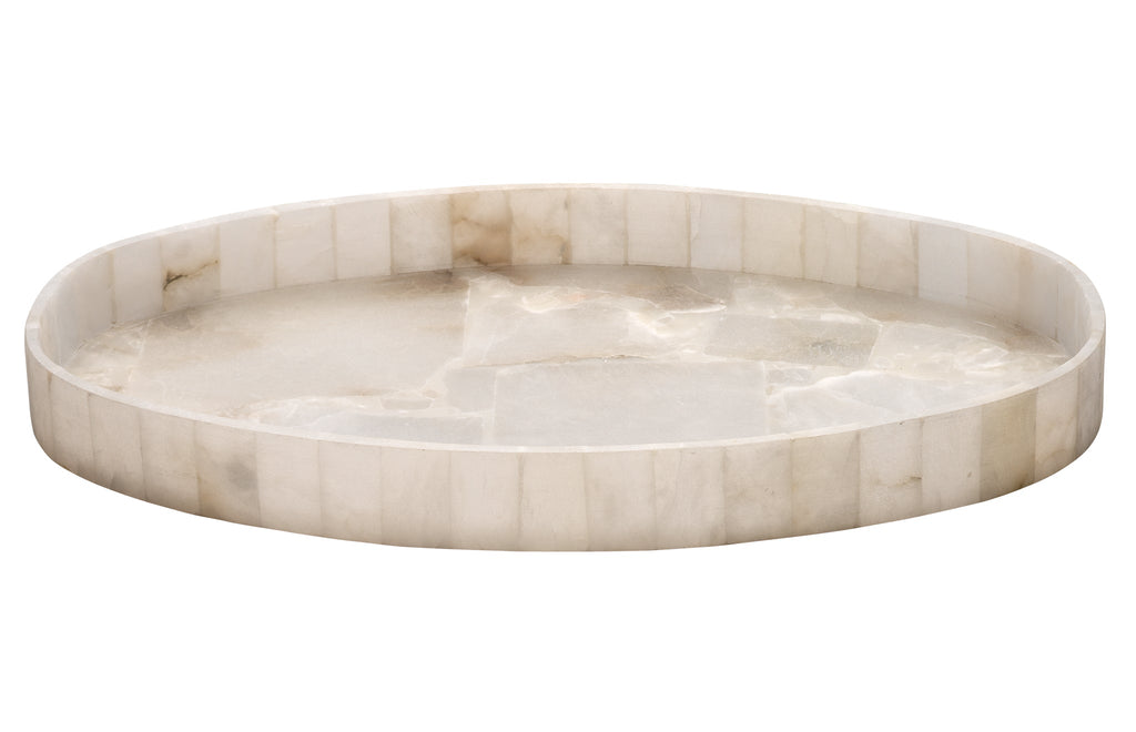 Genevieve Oval Alabaster Tray-White