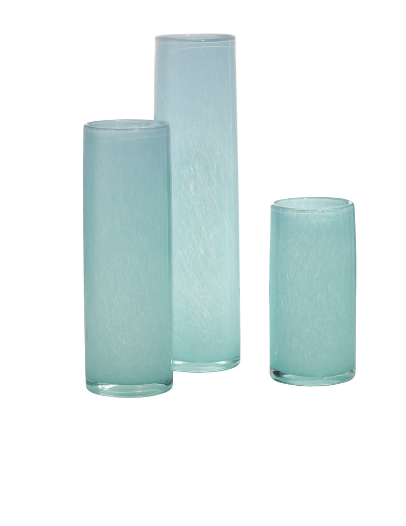 Gwendolyn Hand Blown Vases, Set of 3-Blue-7GWEN-VAB