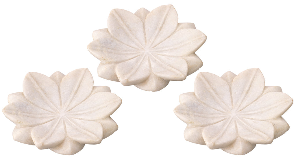 Lotus Plates, Set of 3-White-7LOTU-SMWH