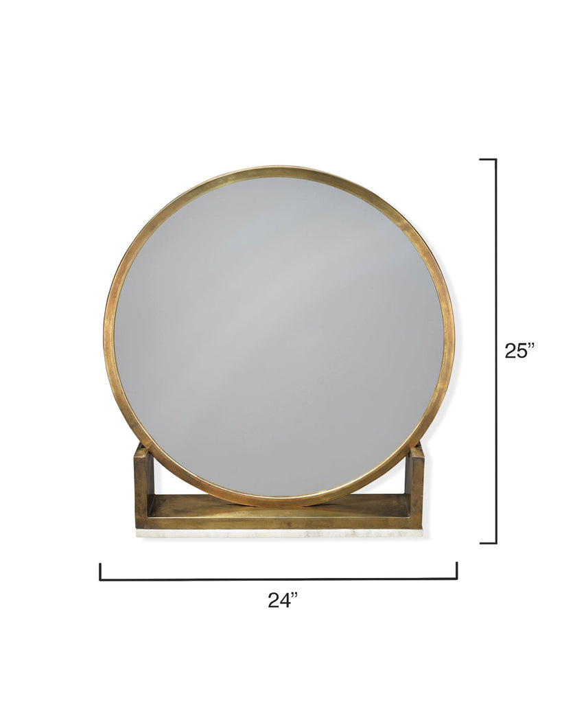 Odyssey Standing Mirror-Antique Brass-White