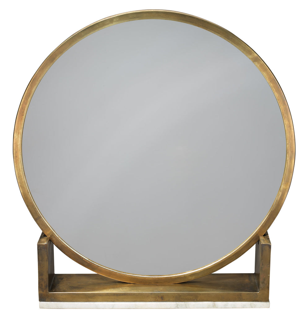 Odyssey Standing Mirror-Antique Brass-White