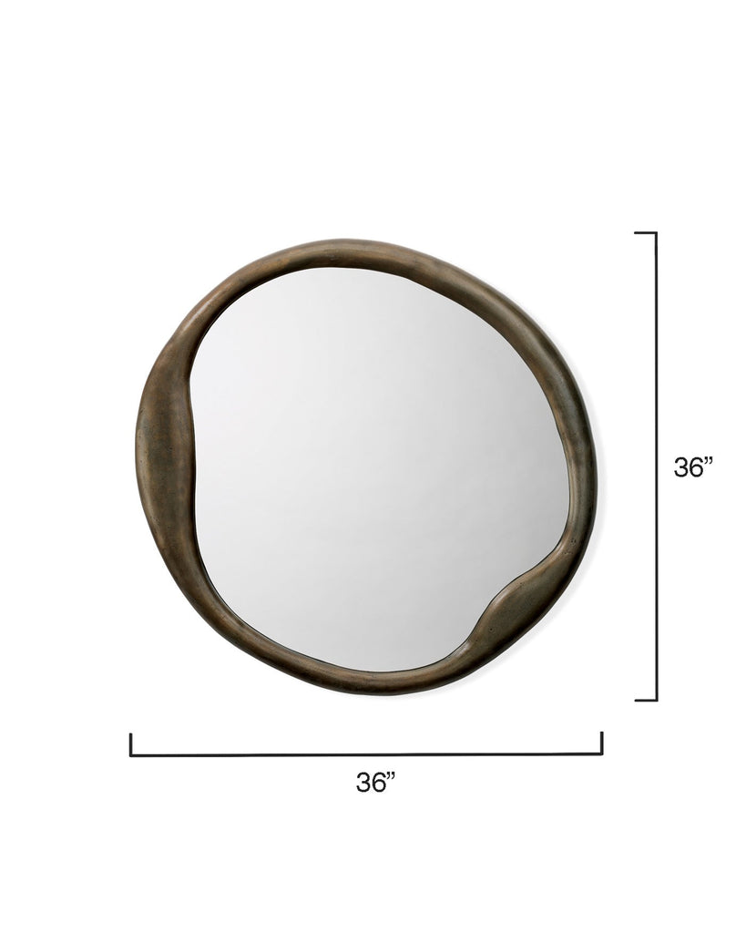 Organic Round Mirror-Antique Brass