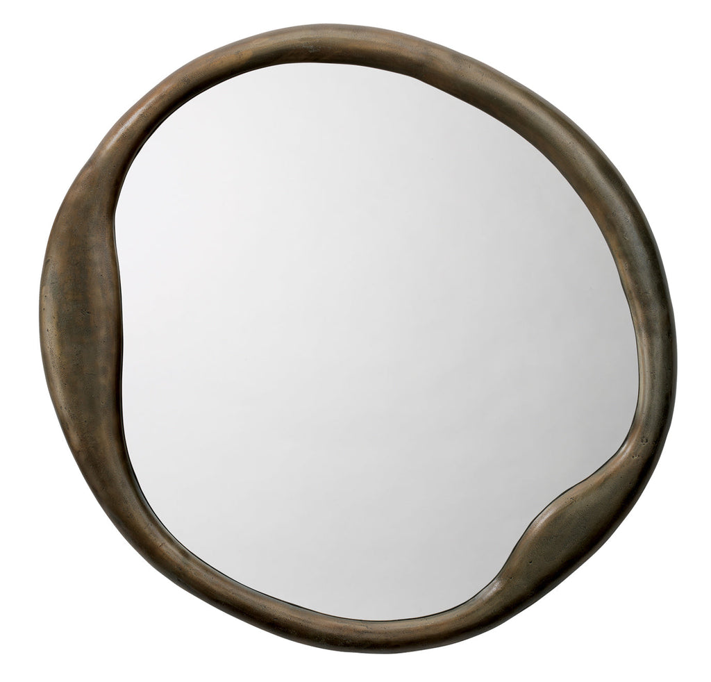 Organic Round Mirror-Antique Brass