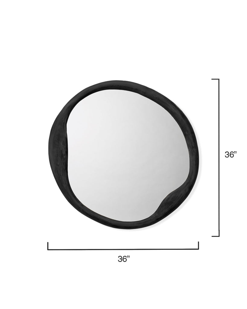 Organic Round Mirror-Antique Grey