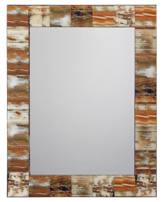 Md Rect. Mirror-Faux Horn-Brown