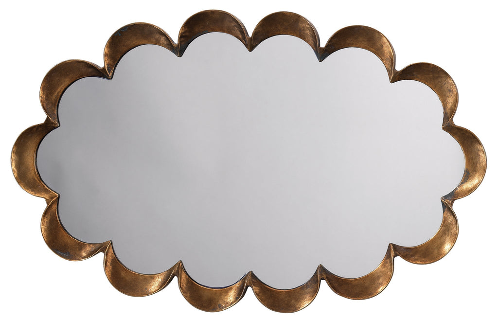 Scalloped Mirror-Brass