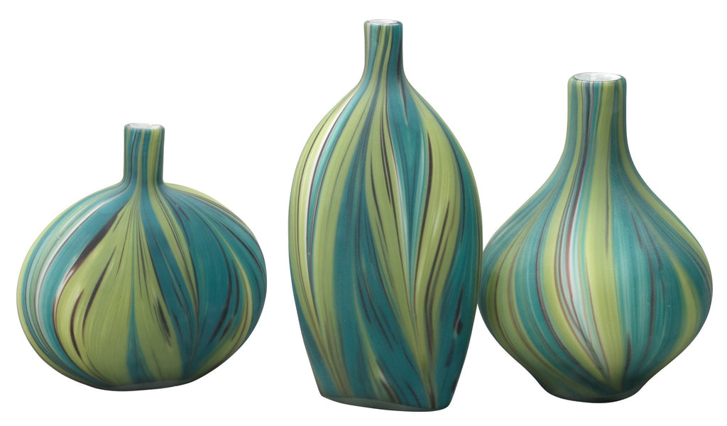 Stream Vessels, Set of 3-Green