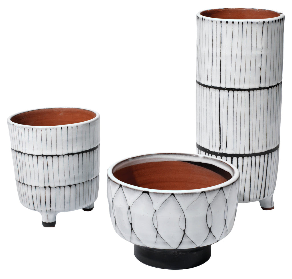 Striae Vessels, Set of 3-White