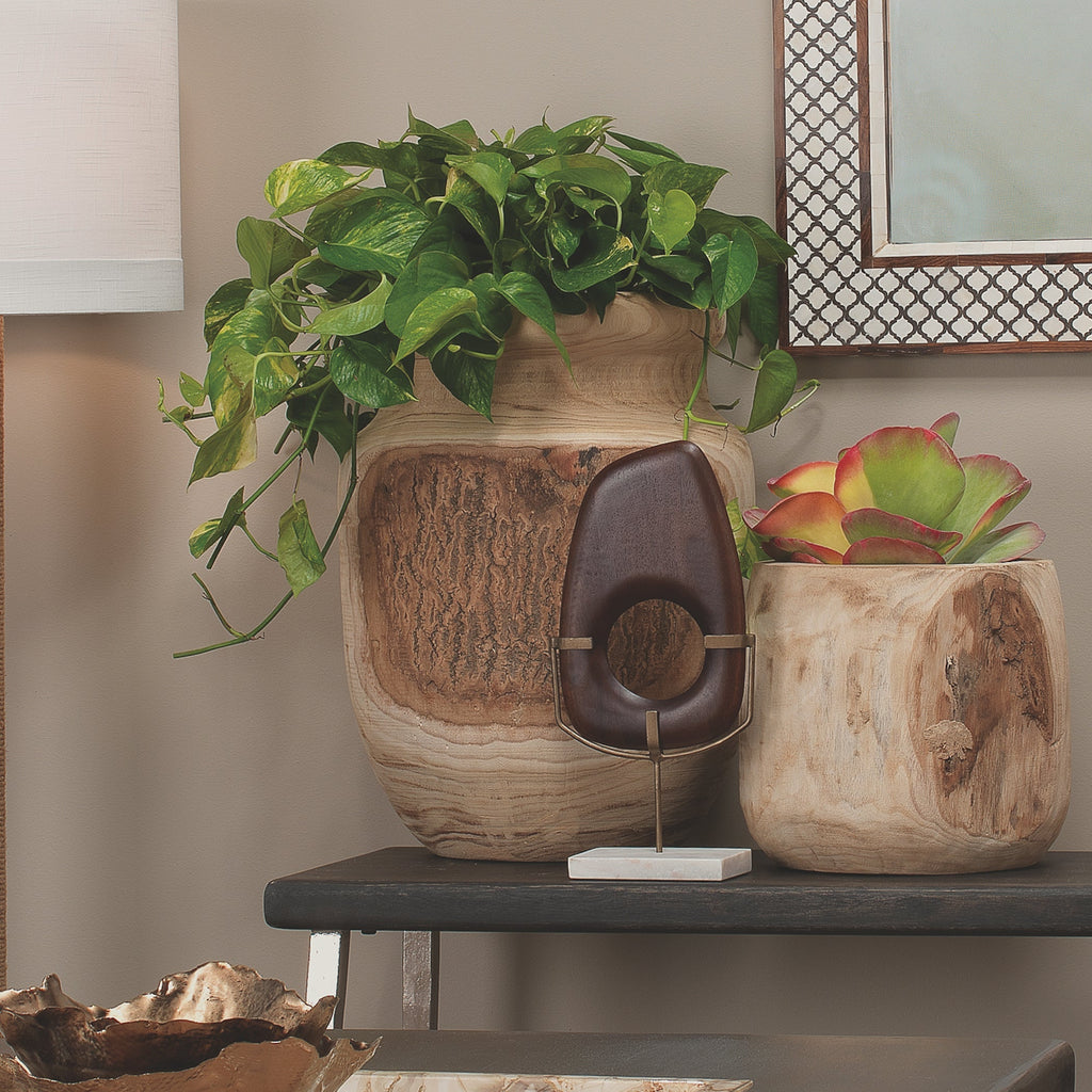 Topanga Wooden Vase-Brown