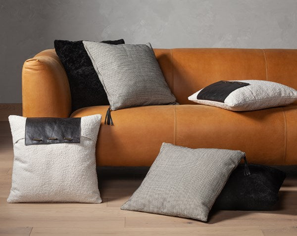 Boucle And Leather Pillow-Set Of 2-20"