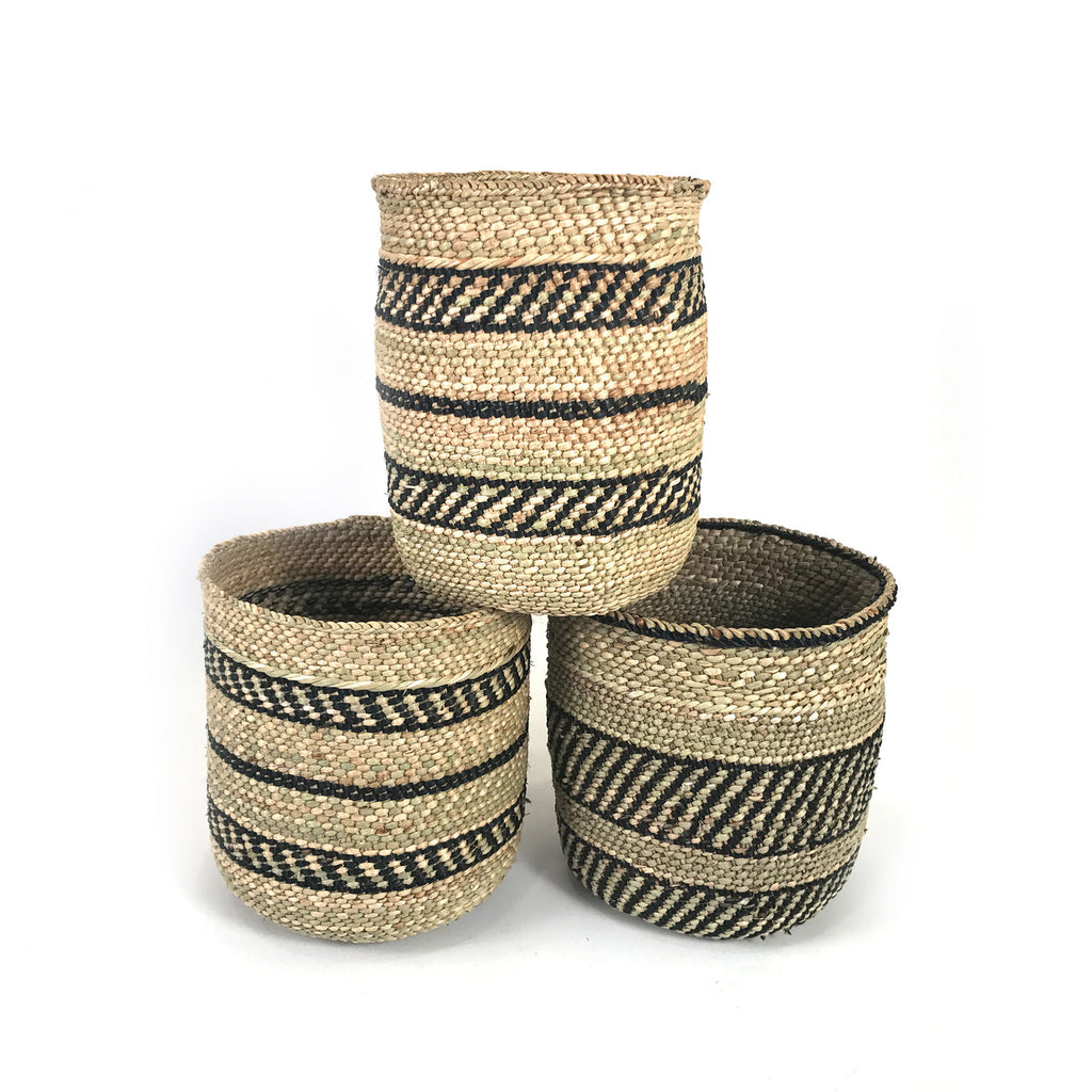 Iringa Woven Basket With Black Stripe