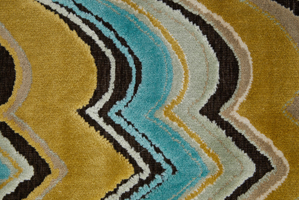 Saphir Cabo Modern Chevron Brown Gold Area Rug (7'6" x 10'6")