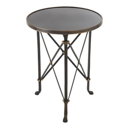 Directoire Table, Iron/Black Granite