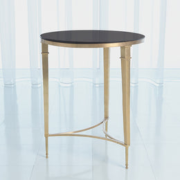 Round French Square Leg Table, Brass