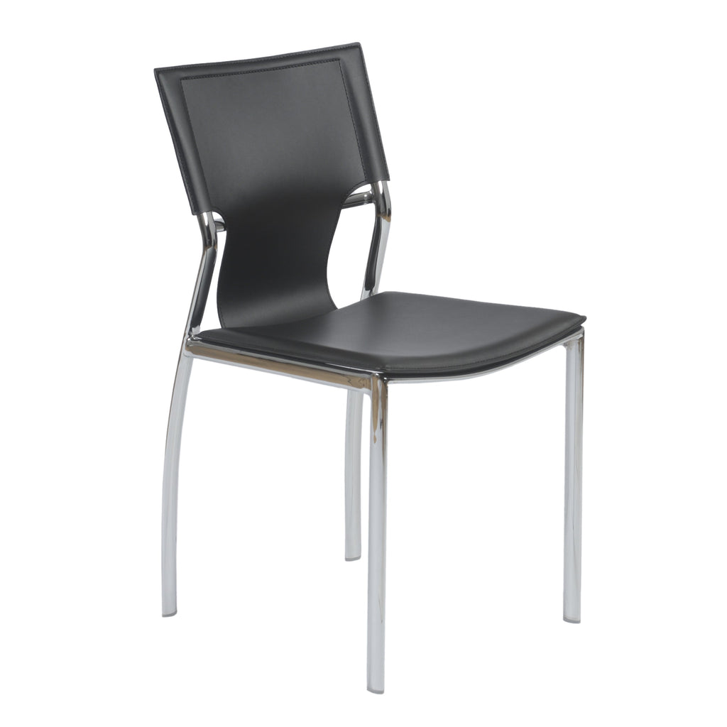 Vinnie Side Chair - Black,Chrome Legs,Set of 4