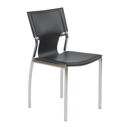 Vinnie Side Chair - Black,Chrome Legs,Set of 4