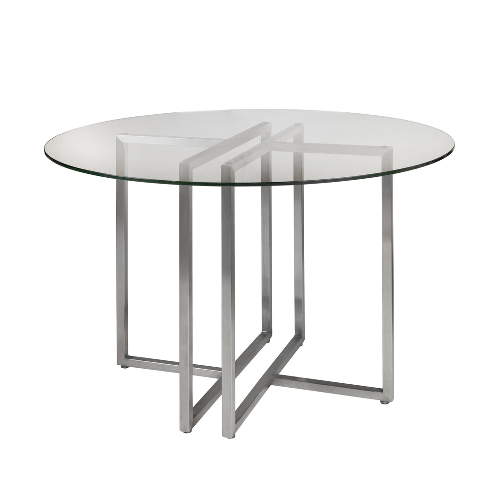 Legend Dining Table - Glass Top,Stainless Steel Base - 42"