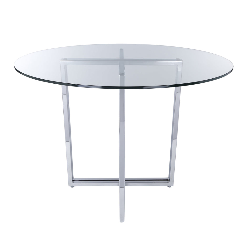 Legend Dining Table - Glass Top,Chrome Base - 42"