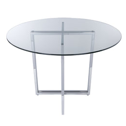 Legend Dining Table - Glass Top,Chrome Base - 42"