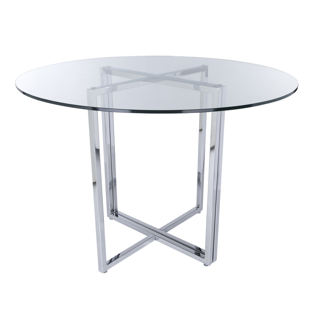 Legend Dining Table - Glass Top,Chrome Base - 36"
