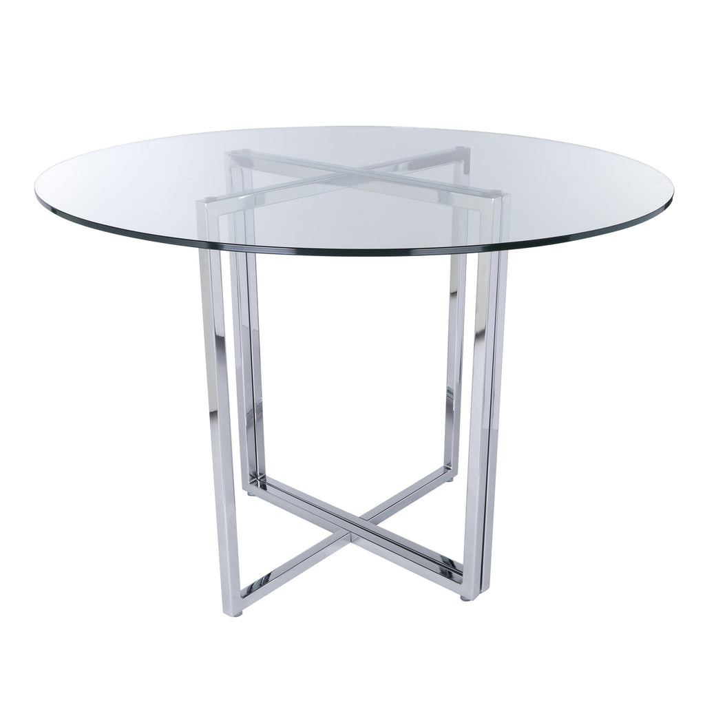 Legend Dining Table - Glass Top,Chrome Base - 42"