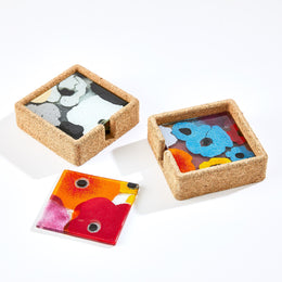 Fused Floral Coaster Set : Fused Floral Coaster Set (Bright)