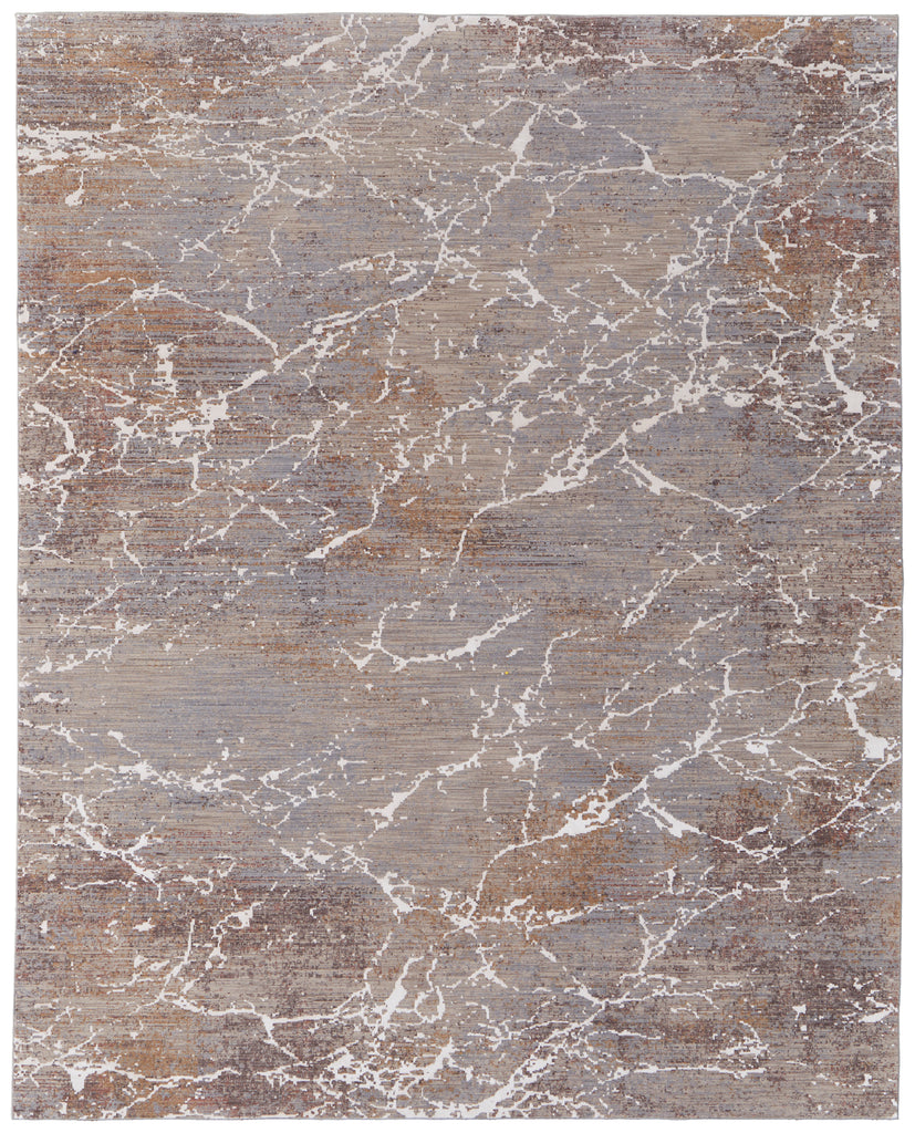 Pryor Modern Abstract Taupe Brown White Area Rug (12' x 15')