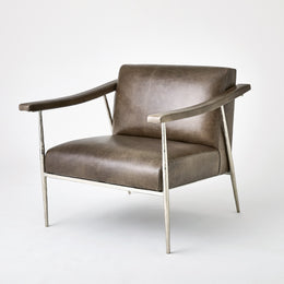 L. Brooks Leather Chair, Nickel