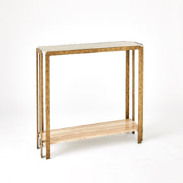 Kraft Console, Light Bronze with Travertine