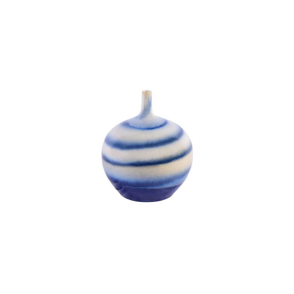 Blue and White Horizontal Striped Vase Small