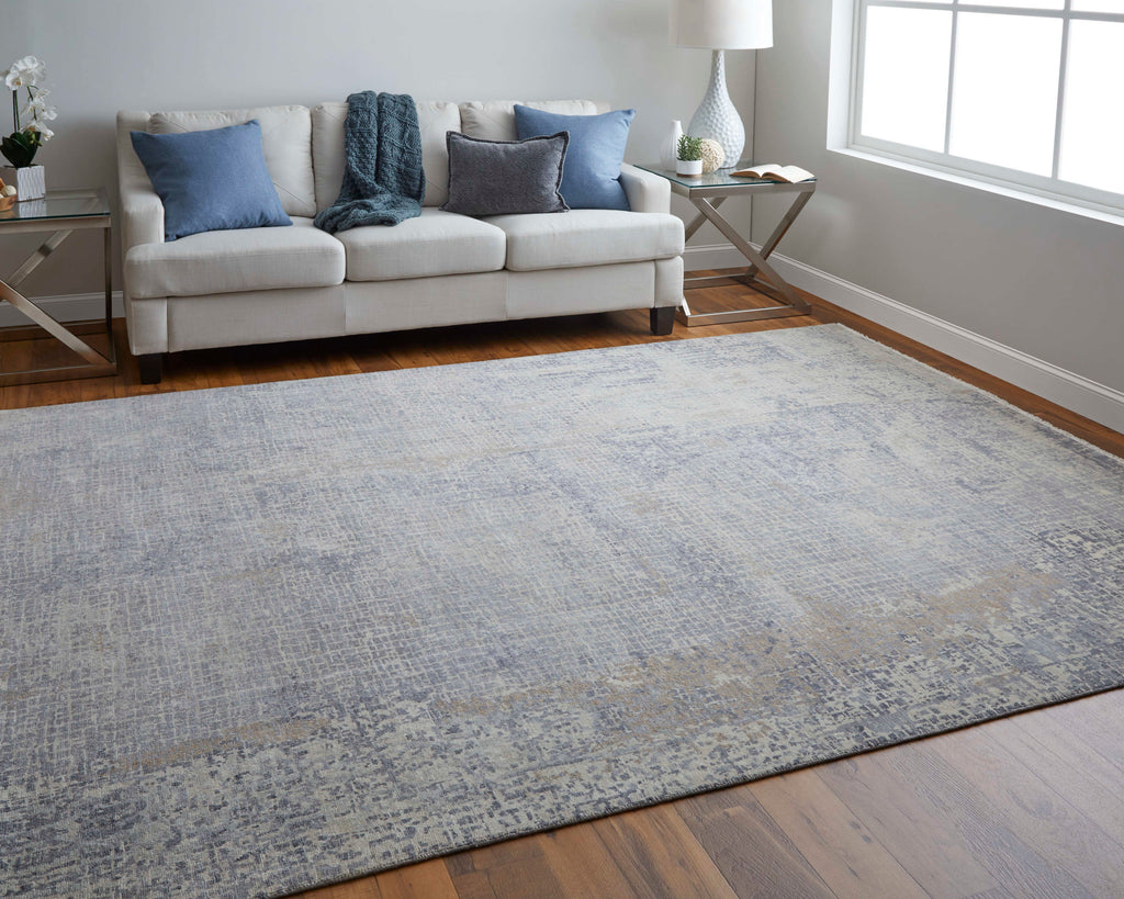 Marinn Modern Watercolor Ivory Gray Tan Area Rug (9'6" x 13'6")