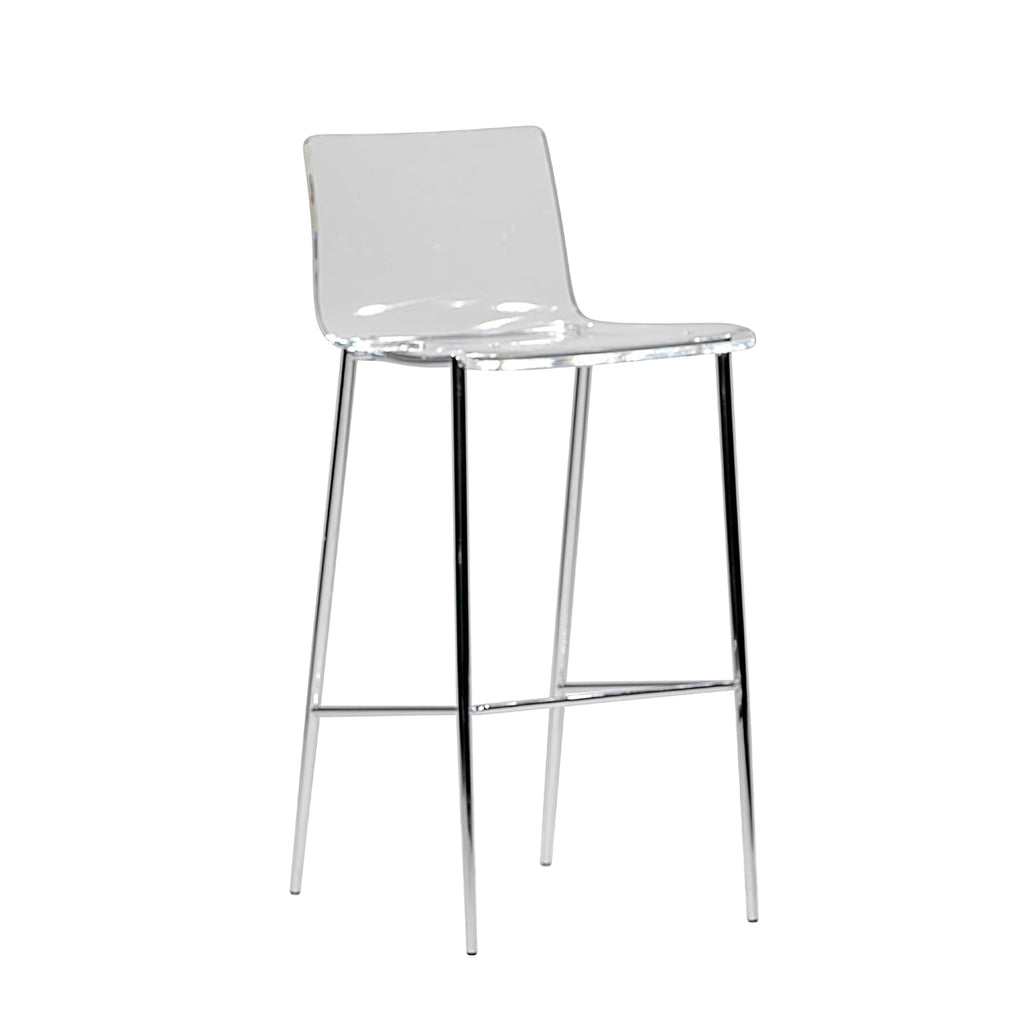 Cilla Bar Stool - Clear,Brushed Nickel,Set of 2