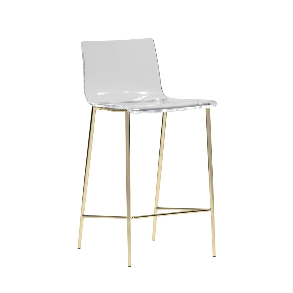 Cilla Counter Stool - Clear,Brushed Gold,Set of 2